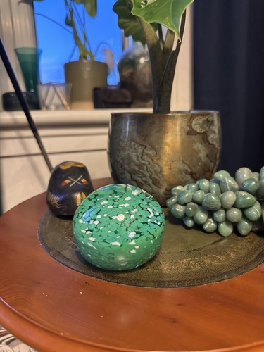 Green confetti art - art, glass