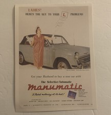 Vintage 1950s Reproduction 6.75” Car Ad Print Paper 2 Pedal Manumatic Collect