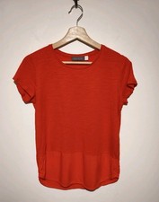 Mint Velvet UK 8 Red T-shirt Short Sleeve Mixed Materials Cotton Blend *Flaw