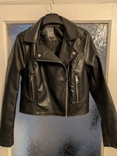 Black Faux Leather Biker jacket size UK 6