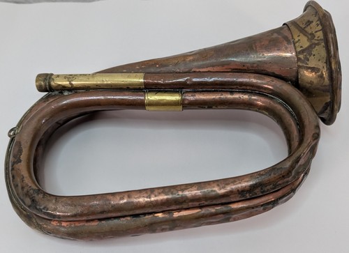 Vintage military copper bugle - vintage,
