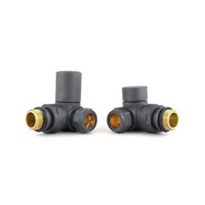 Round Corner Manual Radiator Valves & Lockshield Anthracite -Pack -1 Pair 121022
