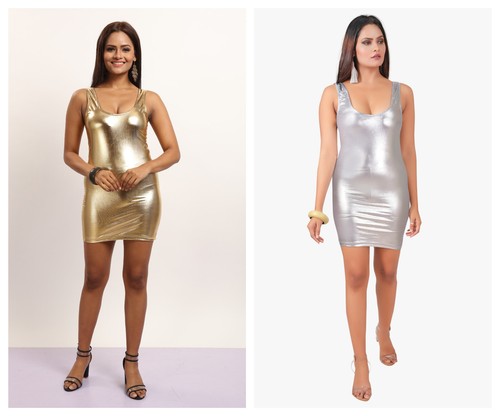 Wetlook metallic mini dress - wetlook,