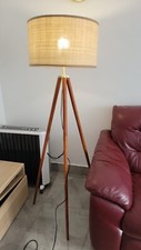 Wooden tripod floor lamp with lampshade .(see description)