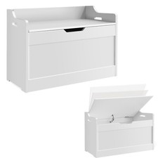 Storage Ottoman Chest Toy Box Bedding Blanket Box Large Wooden Stool Bench White
