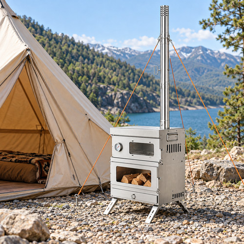 Wood burning tent stove - in,