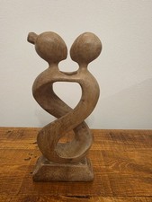 ​Hand Carved Wooden Abstract Lovers Sculpture Intertwined Figures Love Statue