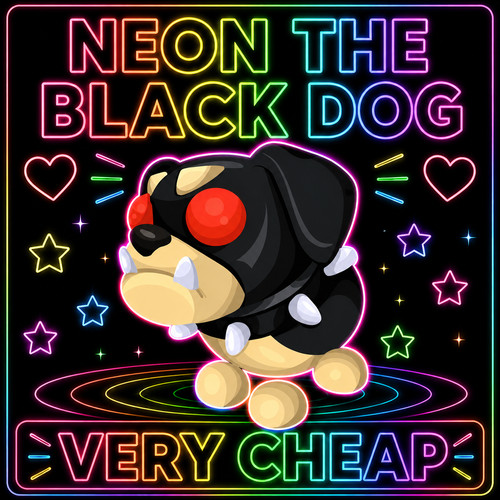 Neon the black dog - neon,