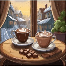 Tile Mural Still Life Two Coffee Cups Kitchen Wall Art Backsplash Marble Ceramic