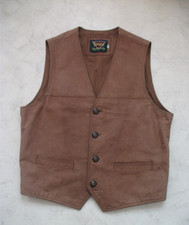Toggi Rough Country Leather Gilet Waistcoat, Tan Brown size L
