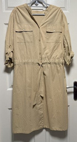 Ladies shirt dress beige v - ladies,
