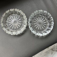 2x antique round crystal ashtray 6”