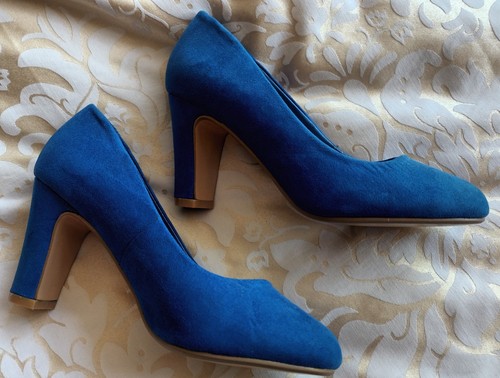 Blue suede court - suede, wide
