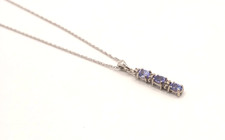 Sterling Silver Tanzanite Necklace Blue Gemstone