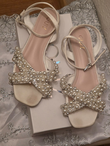 White quiz diamonte sandals - sandals, in