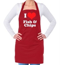 I Love Fish & Chips - Unisex Adult Apron - Food Takeaway Chip And Cod Funny
