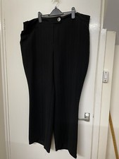 Ann Harvey black wide leg trousers elastic waistband Gold Stripe Size 16