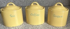 Tea, Sugar, Coffee Yellow Canisters. (B4)
