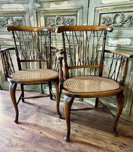 Pair antique stained beach - pair,