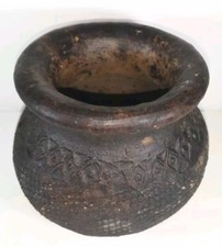 Small round clay planter - round, planter/