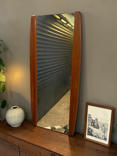 Vintage teak wall mirror mid - wall,