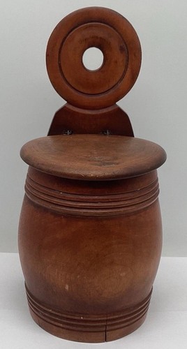 Antique treen salt box - antique,