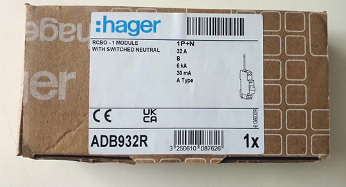Hager rcbo adb932r 32a type - 32a, b
