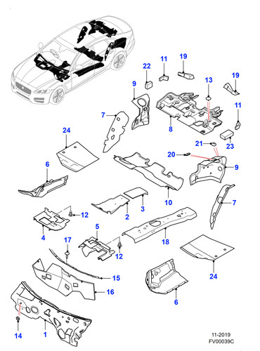 Jaguar push fastener pace - push, in
