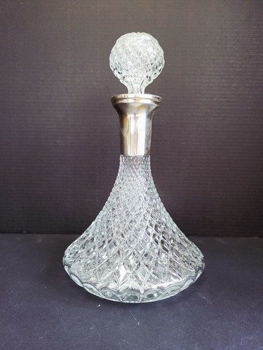 Cut glass ships decanter - glass,