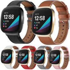 For Fitbit Sense 2/Sense Versa 4/3/2/1 Watch Genuine Leather Wrist Band Strap UK