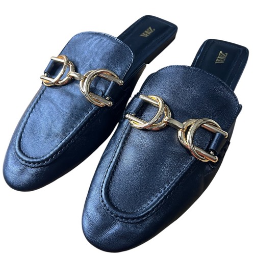 Zara leather flat - on, gold