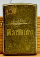"MARLBORO" SOLID BRASS ZIPPO LIGHTER FROM 1992 USED