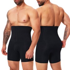 Mens High Waist Boxer Shorts Tummy Contour Body Shaper Girdle Compression Pants