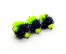 3 x Eggstasy Egg Trout Flies Black And Chartreuse Green UV Electric Eggstasy Fly
