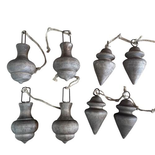 Rustic turned wood ornaments - 8,