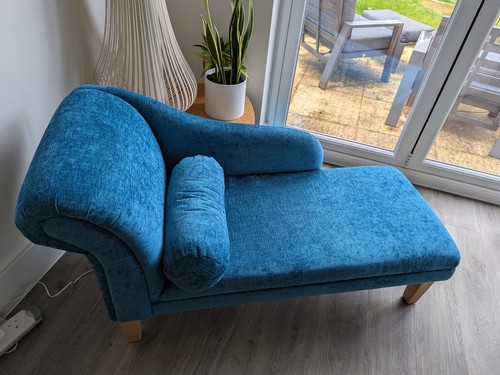 Blue chaise lounge with - lounge,