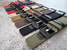 Canvas Leather Hybrid Watch Strap Band Black Buckle Nylon Sailcloth 20mm 22mm UK