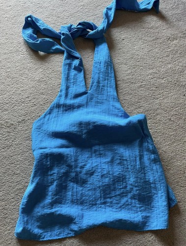 Blue halter neck top - halter,