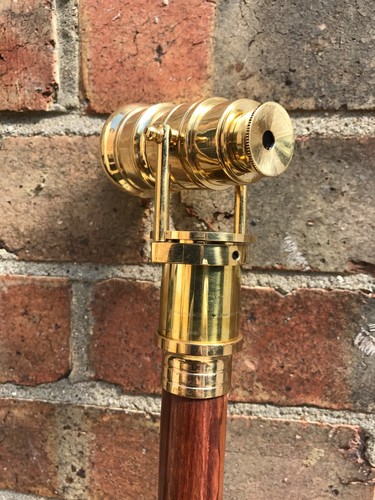 Wooden walking stick brass - wooden,