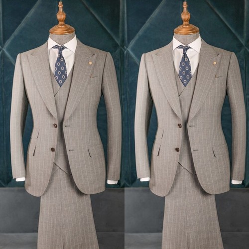 Men grey pinstripe 3pc slim - men,