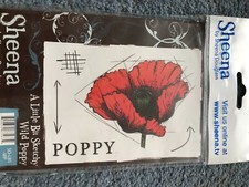 SHEENA DOUGLASS CRAFTERS COMPANION RUBBER STAMP WILD POPPY SKETCHY FLOWER