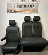 VW T6 T5 Transporter Pair Of Front Seats In Black Leather Black Alcantara
