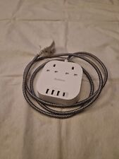 2 Way Plug Extension Lead Socket 1.8M Long Heavy Duty Cord 3 USB-A  1 USB-C 4.5A