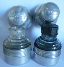 2 Vintage Stephens Ink  Aluminium Screwtop Traveller  holders & Bottles