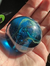 Large blue yellow glass swirl - large,