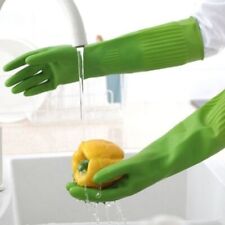 Rubber Long Gloves Non-slip Household Long Sleeve Washing Up Kitchen Cleaning UK