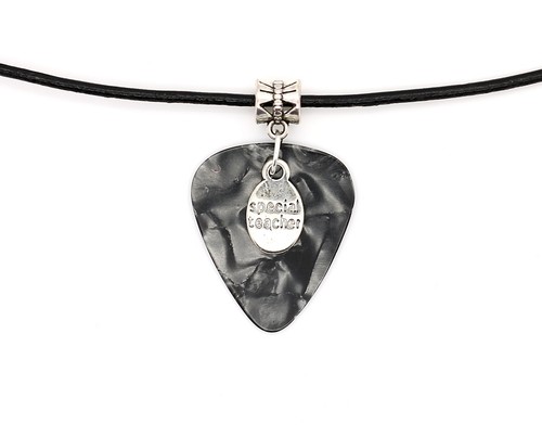 Guitar pick leather necklace - guitar,