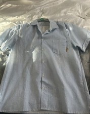 HMP Nottingham Prison Shirt 14" Blue White Stripe Cotton Short Sleeve Hmp Jail 