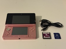 Nintendo 3DS Pink Handheld Gaming System Console Charging Cable Game SD Card