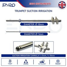 2 x Trumpet Valve Suction Irrigation Cannula 5mm & 10mm Laparoscopy Laparoscopic